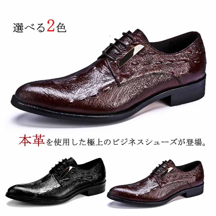 【美品】Business Edition クロコ型押し 革靴 ウイングチップ